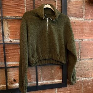 Olive Green Women's Half-Zip Sweater